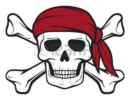 skull and crossbones: pirate skull, red bandana and bones pirates symbol,  skull and