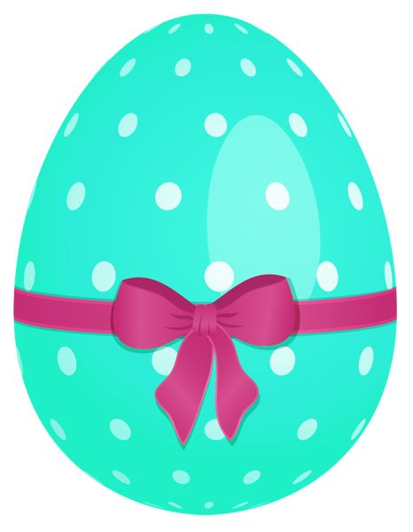 Sky Blue Easter Egg with Green Bow PNG Clipart