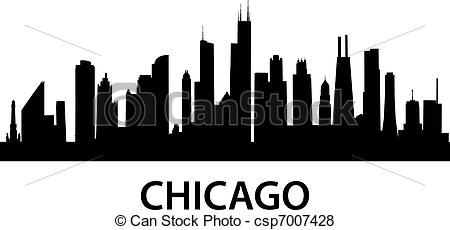 Skyline Chicago - detailed silhouette of Chicago, Illinois .