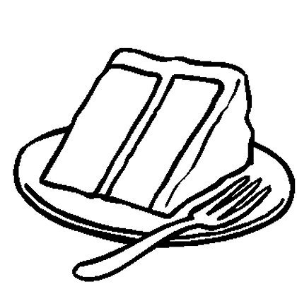 slice of cake clipart black and white