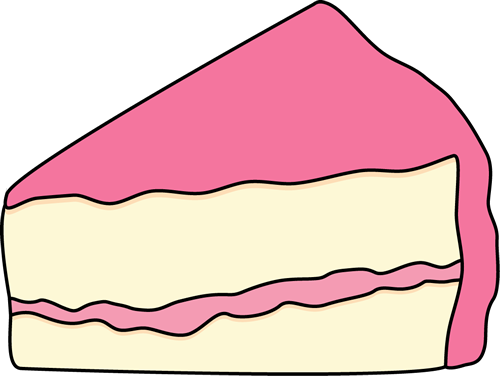 Slice of White Cake with Pink - Clip Art Cake
