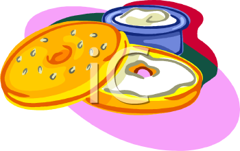 Sliced Bagel With Cream Chees - Bagel Clip Art