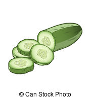 ... Sliced cucumber isolated on a white background. Color line.