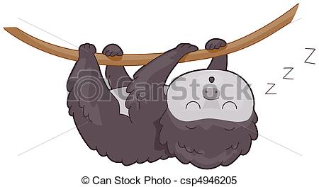 ... Sloth - Illustration of a Cute Sloth Sleeping Soundly