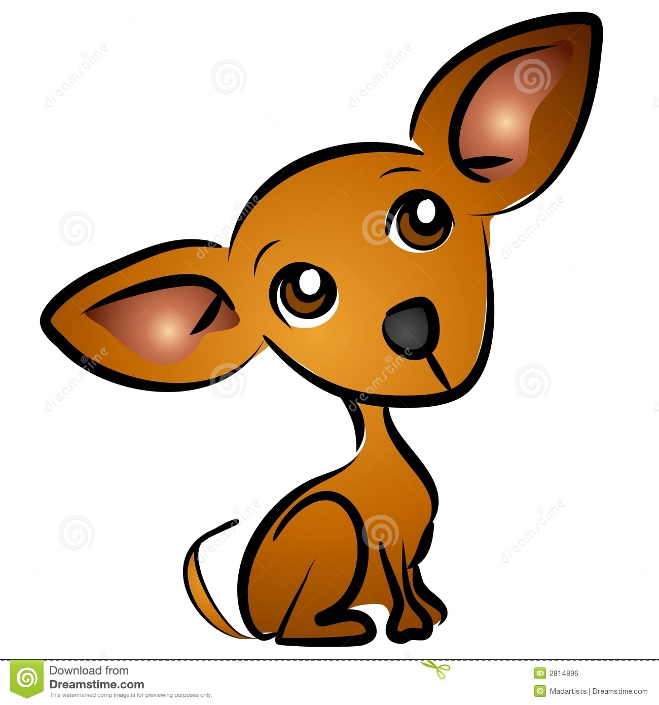 Small Brown Chihuahua Dog Cartoon Clip Art Illustration With Classic