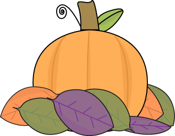 Small Pumpkin with Autumn Lea - Cute Fall Clip Art