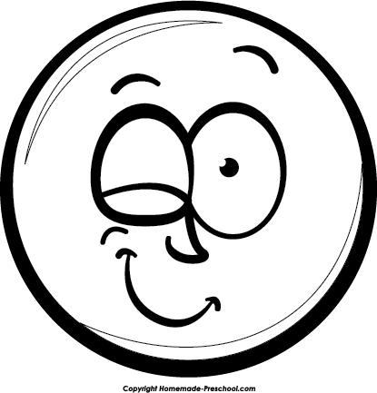 smiley face clipart black and white