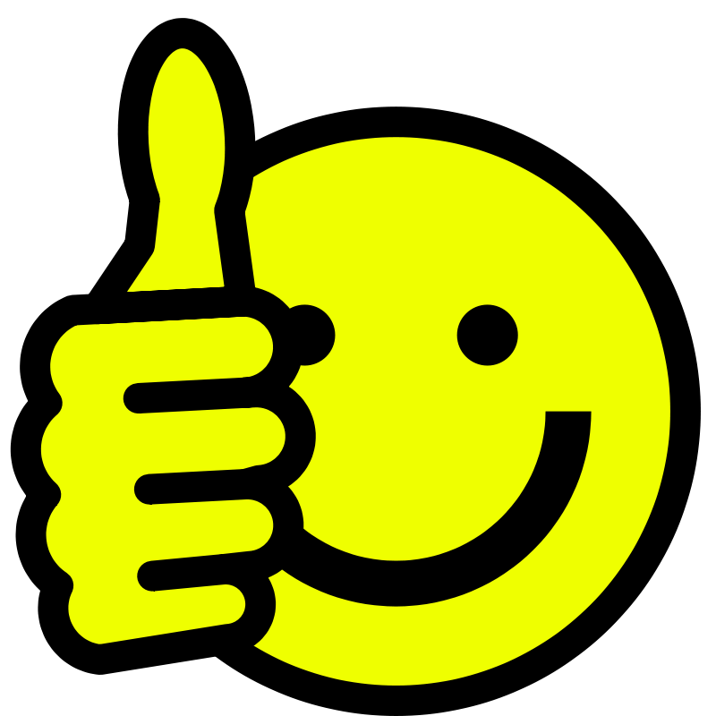smiley face thumbs up clipart black and white