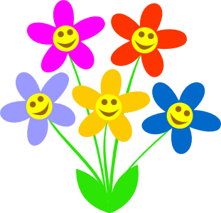 Smiley Face Flower Clipart Cl - Spring Flowers Clip Art Free