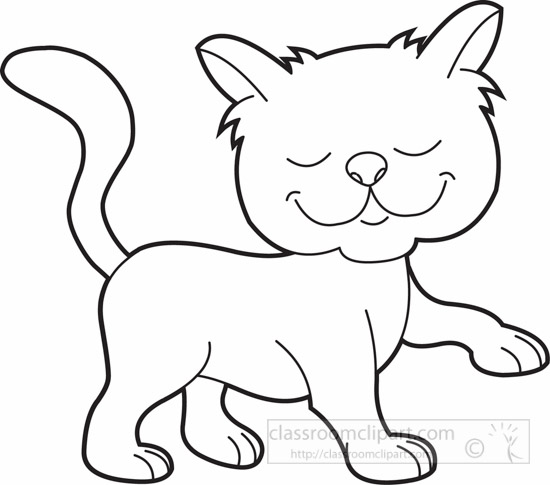 smiling-cat-black-white- . - Cat Black And White Clipart