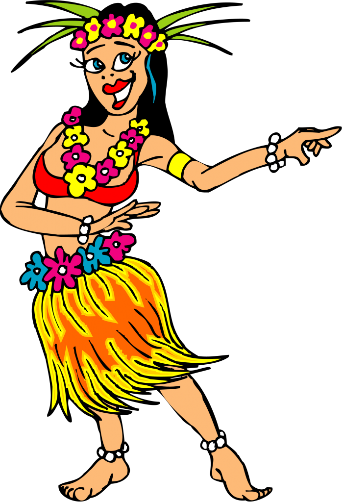 Smiling Hawaiian Hula Dancers - Hawaiian Images Clip Art