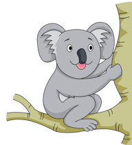Smiling Koala In Tree Clipart - Koala Clip Art