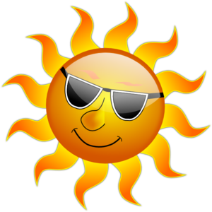 Smiling sun with glasses. on  - Smiling Sun Clipart