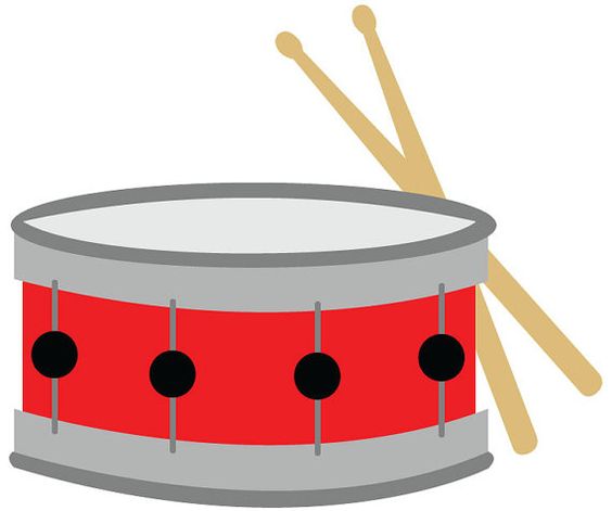 Snare drum clip art red with drumsticks vector