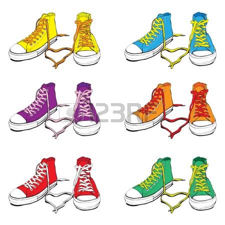 sneakers: Different Colors Sneakers With Lovely Heart