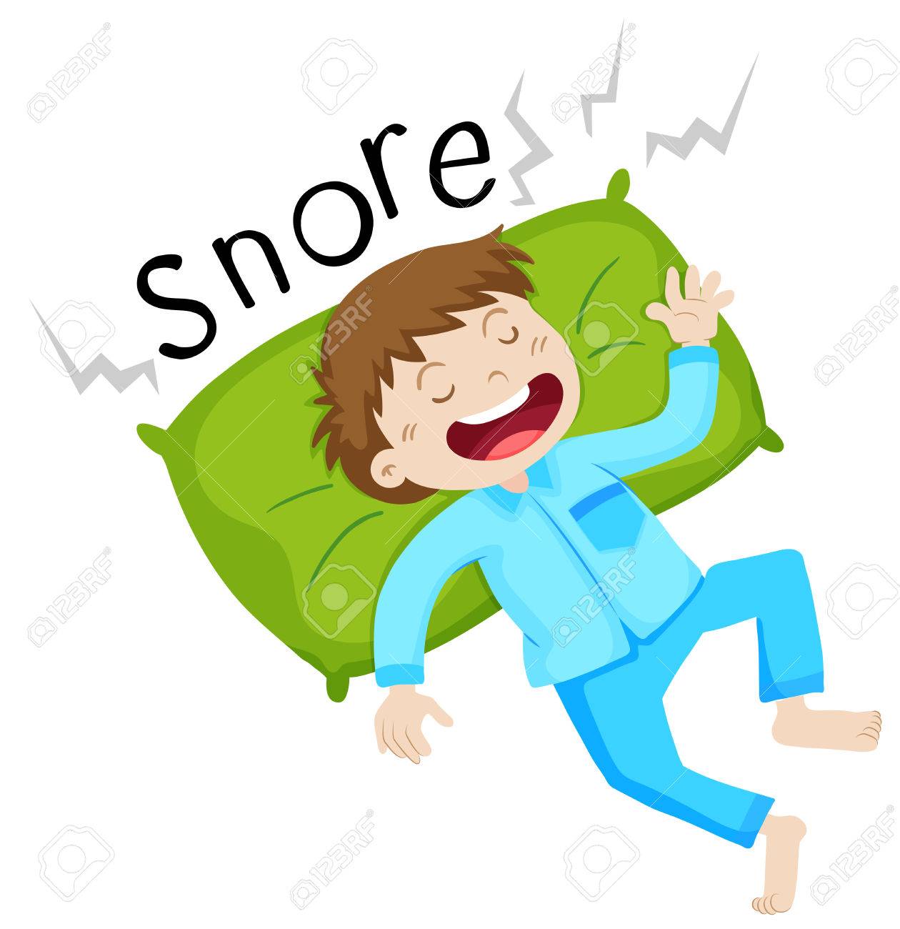 Boy in bed snoring illustration Stock Vector - 53059134