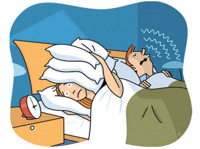 Boy in bed snoring illustrati