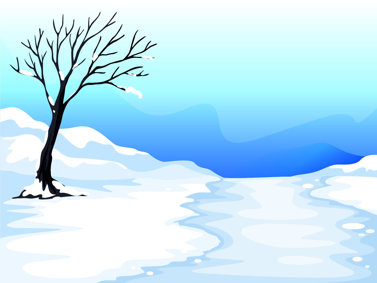 Snow And Tree Illustration Ppt Backgrounds 3d Blue Design