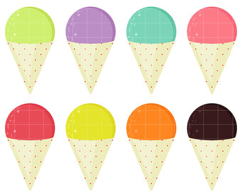 Snow Cones Digital Clip Art for Scrapbooking Card Making Cupcake Toppers Paper Crafts