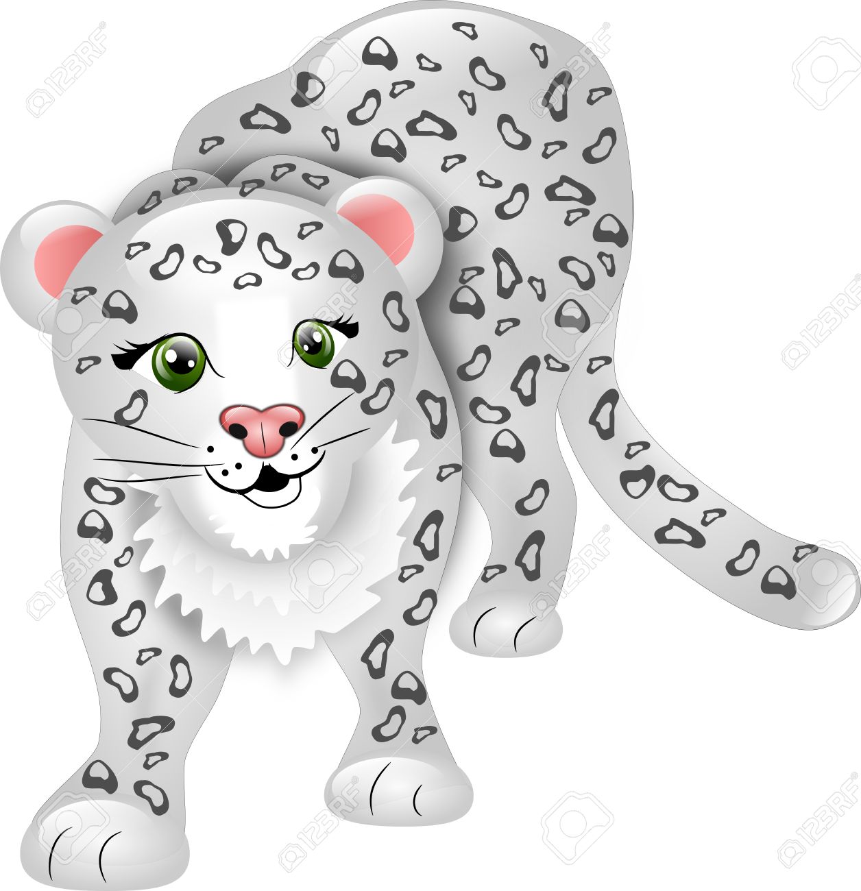 snow leopard: Cartoon snow leopard without background