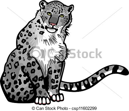 snow leopard: Cartoon snow le