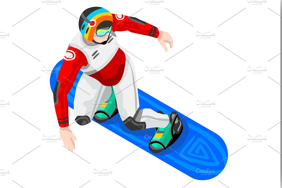 Cartoon girl on snowboard - v