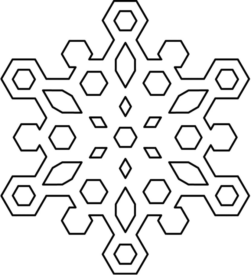 Snowflakes Clip Art Black And White Winter Coloring Page