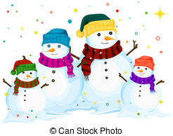 ... Snowman Family - Illustration of a Family of Snowmen Posing.
