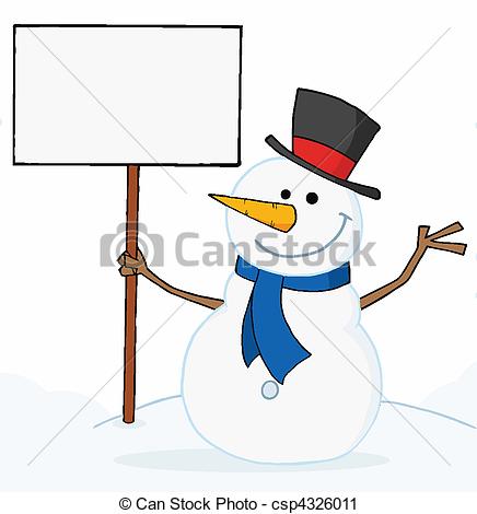 ... Snowman Holding A Blank Sign - Joyous Snowman Holding A..
