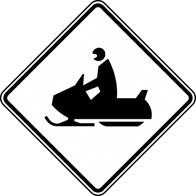 Snowmobile Crossing Black And White Clipart Etc