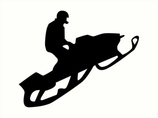 Snowmobile Crossing Black And
