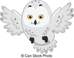 Snowy Owl Clip Artby lenm0/3; Snowy Owl - Illustration of a Snowy Owl in  the Middle of.