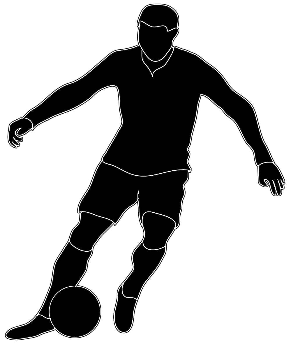 soccer player clipart black and white