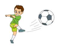 soccer player kicking the soccer ball. Size: 39 Kb