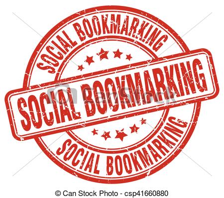 social bookmarking red grunge stamp - csp41660880