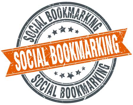 social bookmarking round grunge ribbon stamp