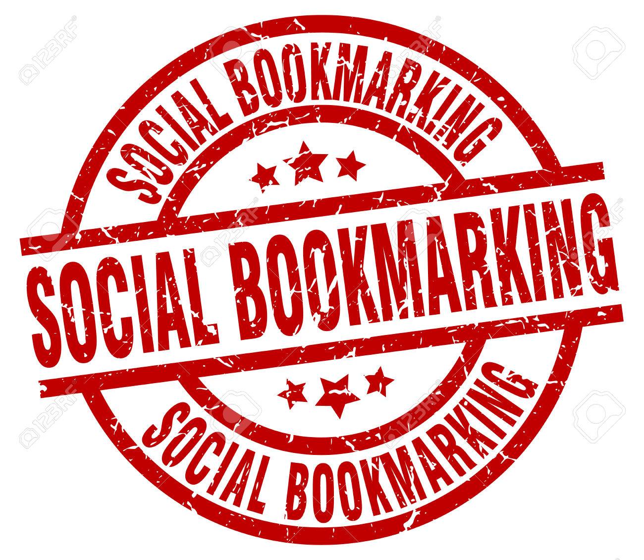 Social bookmarking round red grunge stamp Stock Vector - 76731905