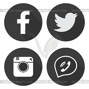 Set social media icons in flat style - vector EPS clipart