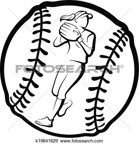 Softball Player Throwing With - Clip Art Softball