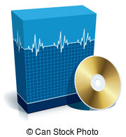 Box with medical software - Blue blank 3d box with medical.