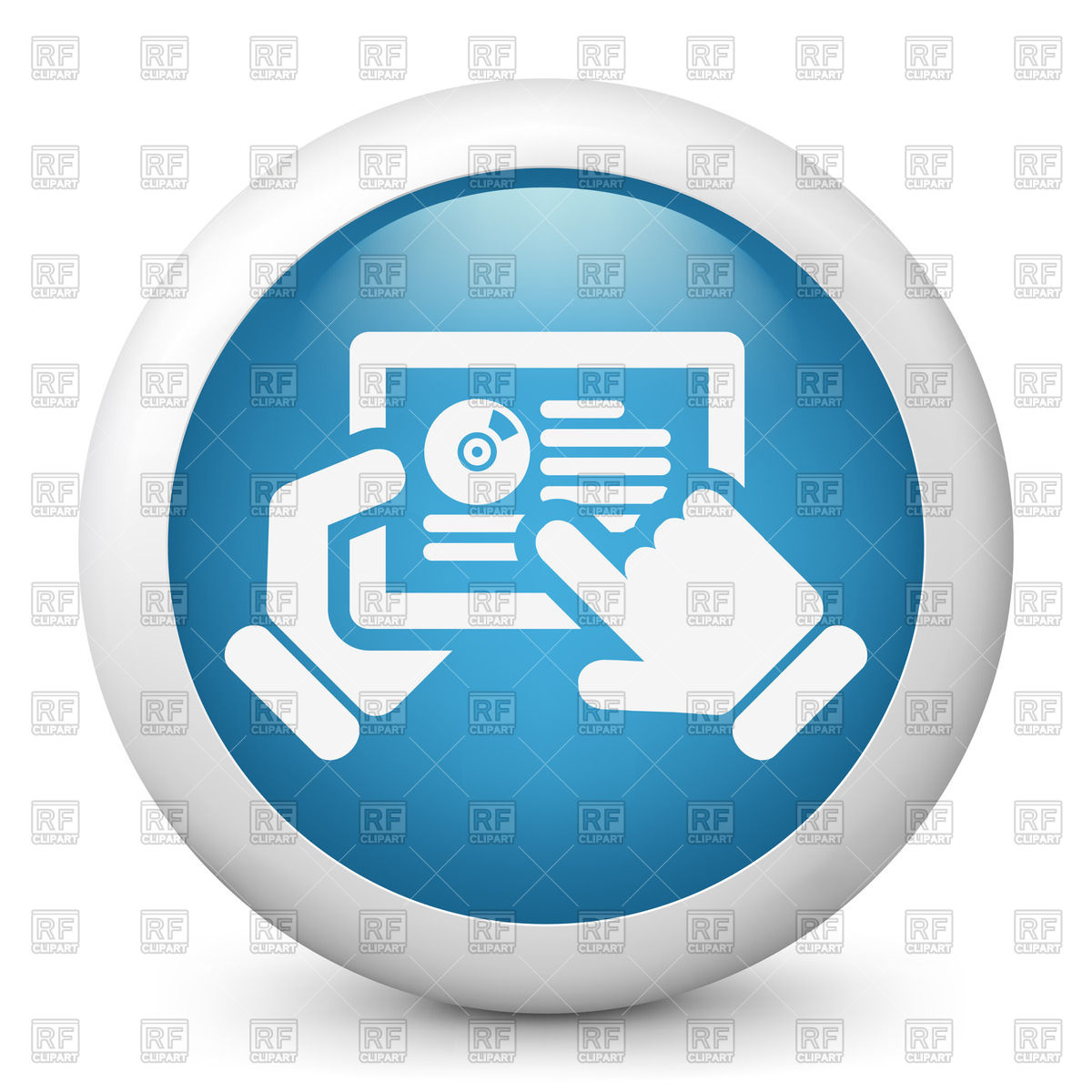 Software or music website on tablet - round icon Royalty Free Vector Clip  Art