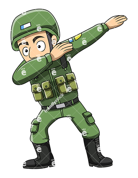 A Dabbing Soldier - Cartoon C - Soldier Clipart
