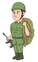 Soldier With Backpack Rifle Clipart Size: 90 Kb