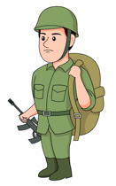 Soldier With Backpack Rifle .