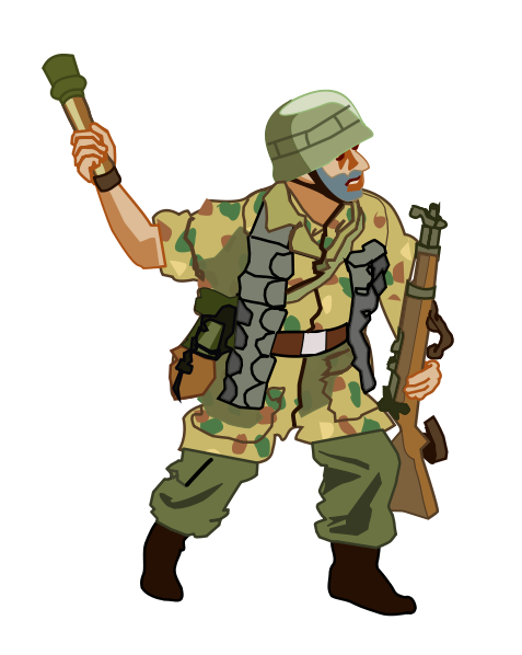 Soldier With Backpack Rifle .