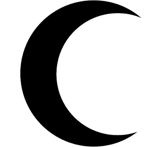 solid black crescent moon clipart sticker