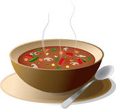 Cooking; Bowl of hot vegetable soup