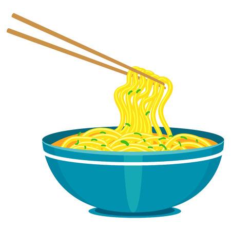 Vector Illustration of Chinese Noodles and Chopsticks