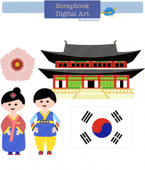 South Korea Clip Art, Hanbok Clip Art, Korean Traditional Dress Clip Art, Gyeongbok