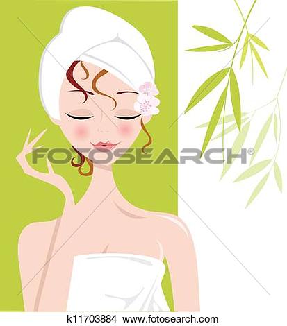 Spa Girl relaxing with Towel  - Spa Images Clip Art Free